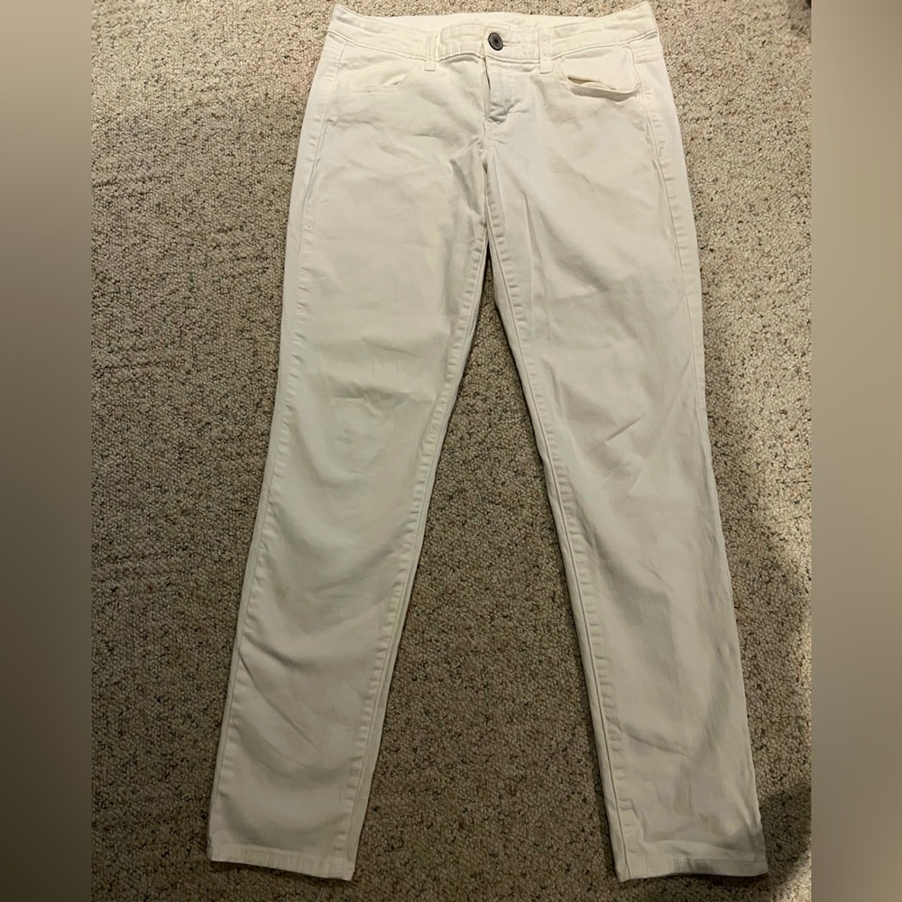 AMERICAN EAGLE STRETCH WOMENS WHITE JEGGINGS SIZE 8 REGULAR STANDARD FIT
